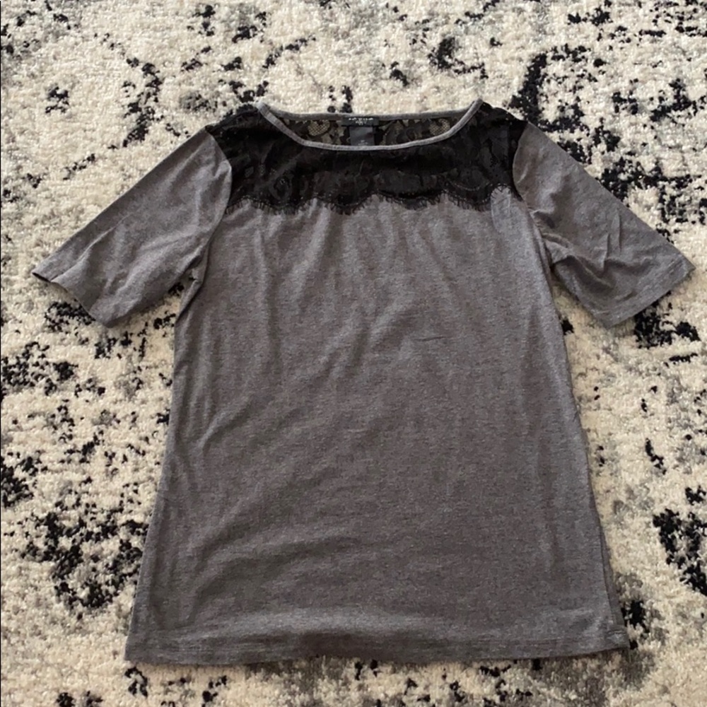 Ann Taylor Lace Detail Tee, Size SP
